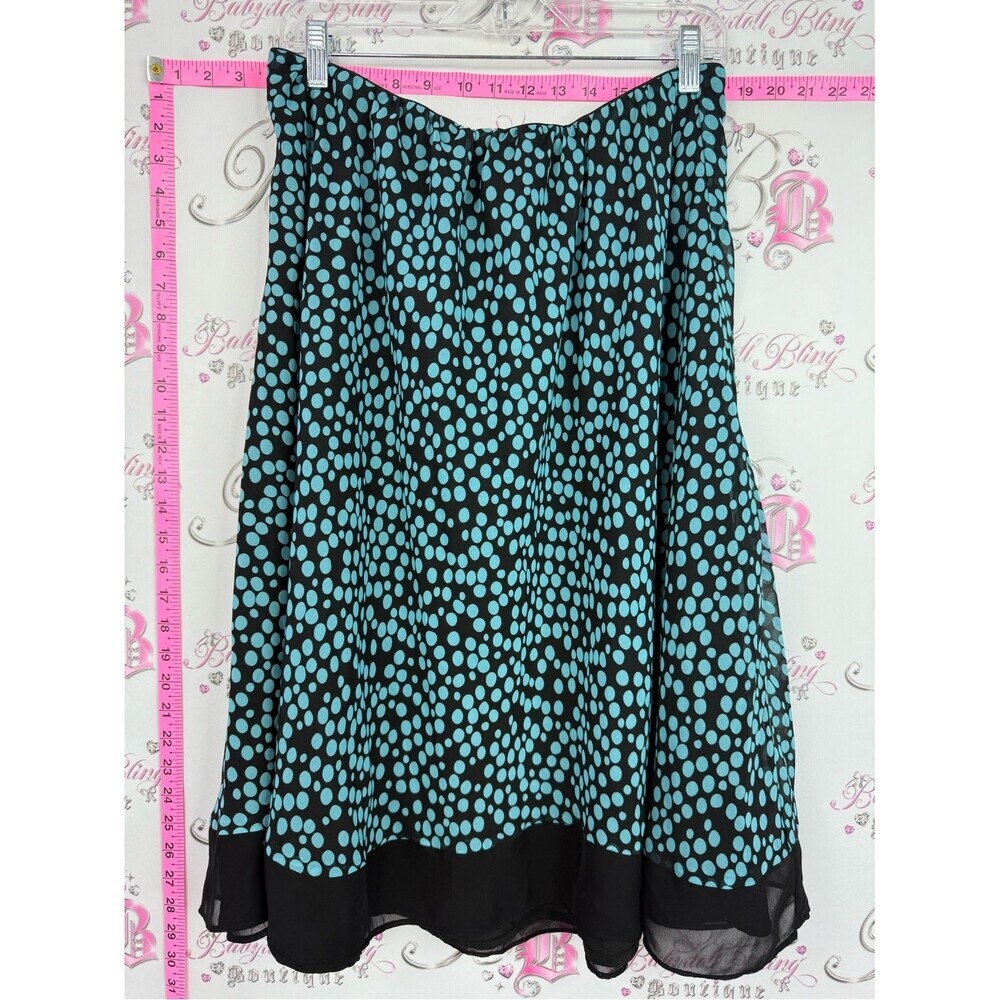 Skirt polka dot y2k flowy Black and Turquoise Polka Dot A-Line Skirt